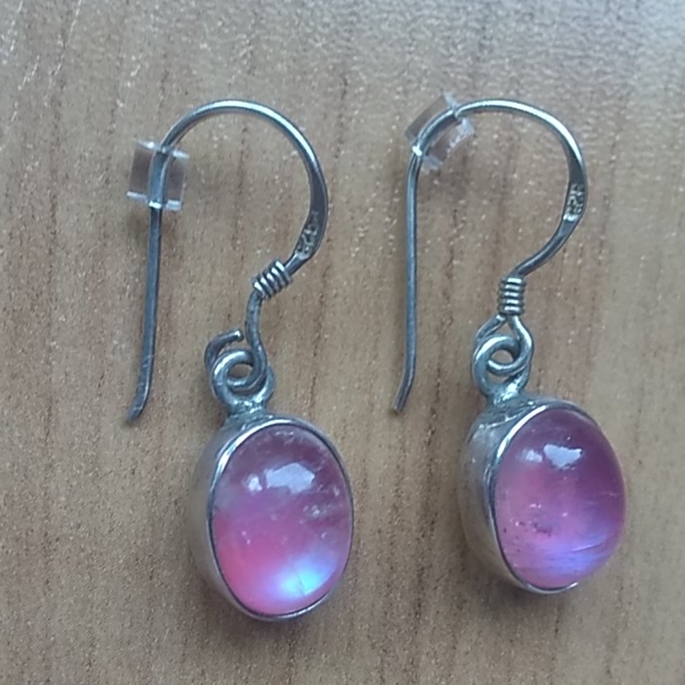Sterling and pink stone earrings